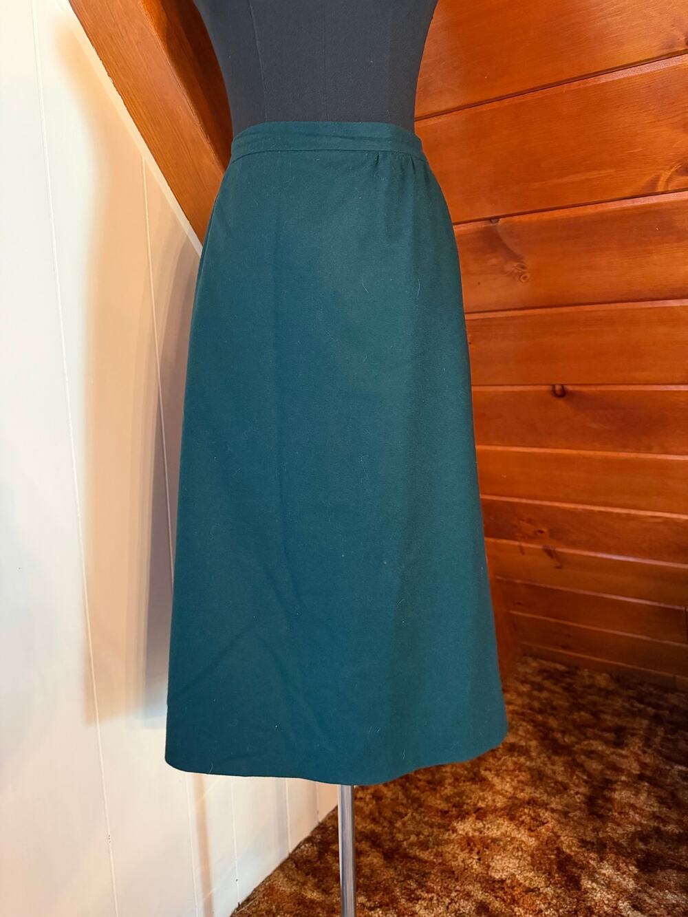 Vintage 80s Pendleton Women's Midi Skirt Hunter Green sz 22W VOLUP